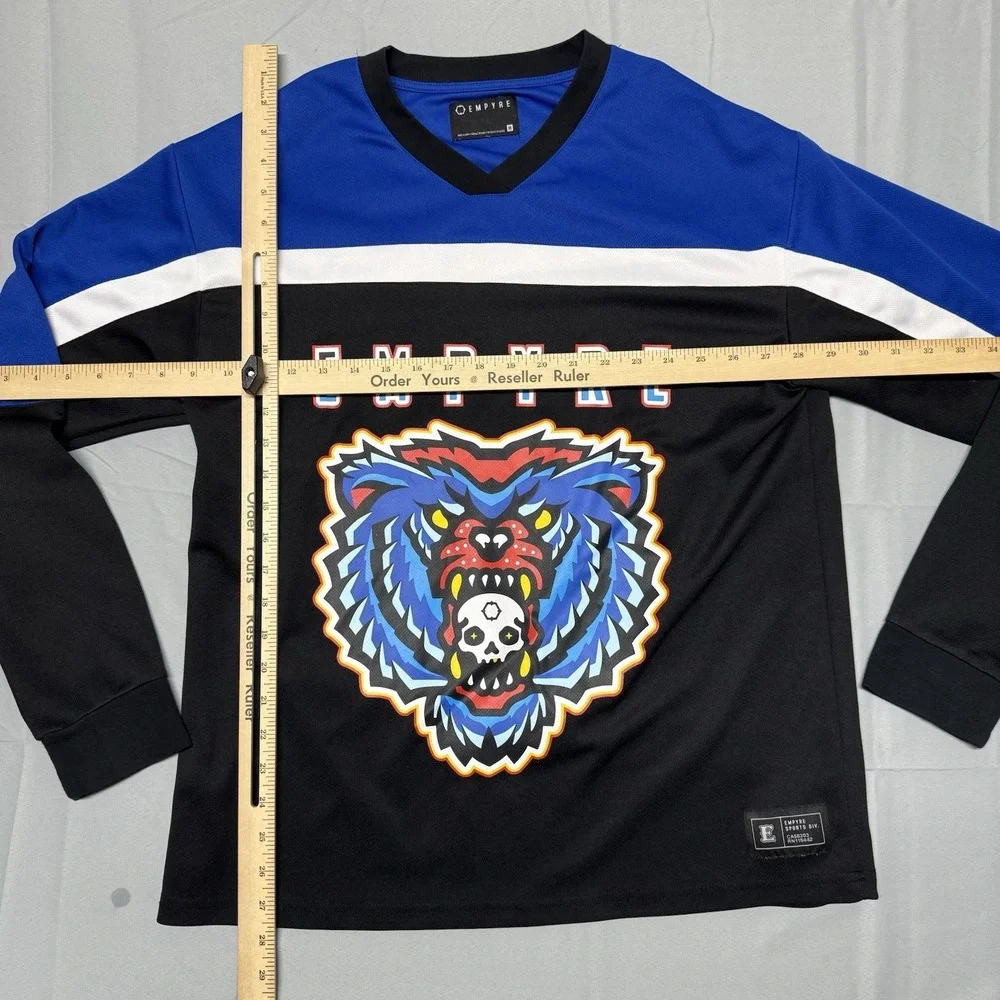 Empyre‎ Hockey Jersey Mens Medium White Knuckle Blue Bear Skateboard Volcom